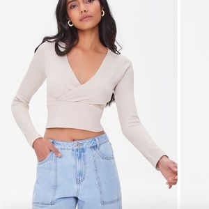 NWT Ribbed Surplice Crop Top